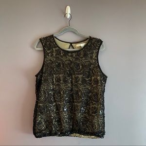 Max Studio Lace/Sequin Tank Top